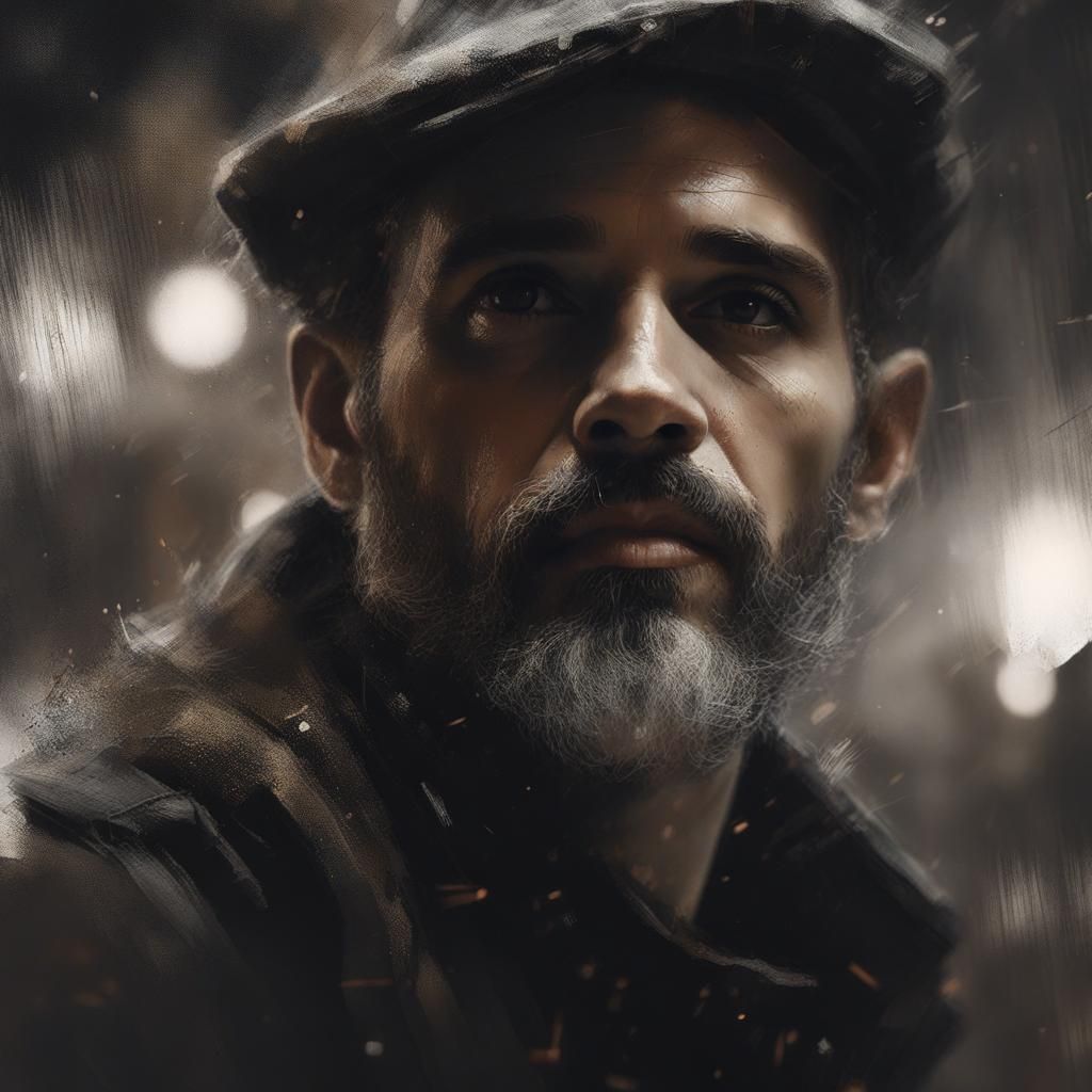 Dramatic Portrait with Intricate Linework in 8K