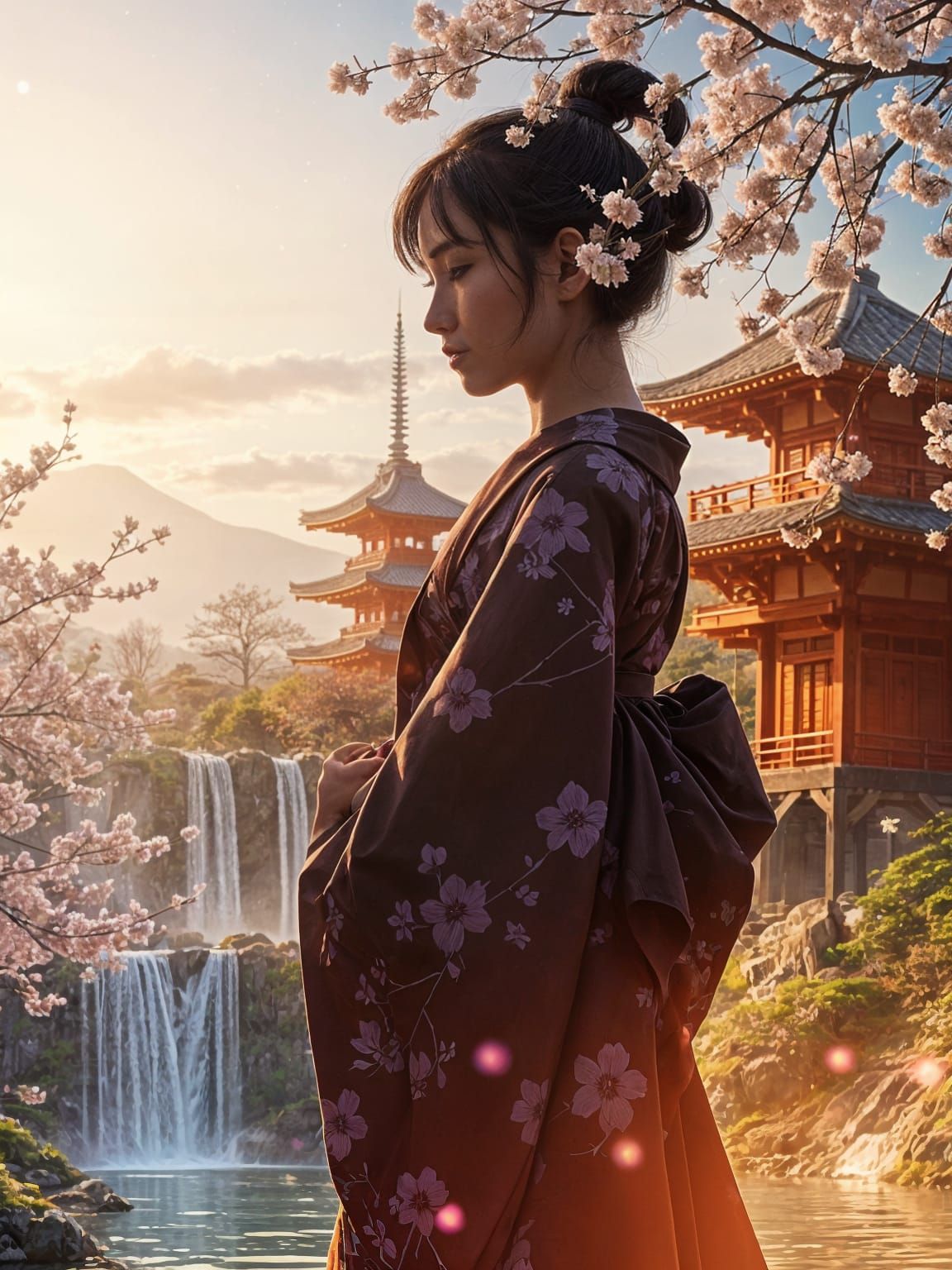 Surreal Tranquil Dawn Transforms into Vibrant Japanese Lands...