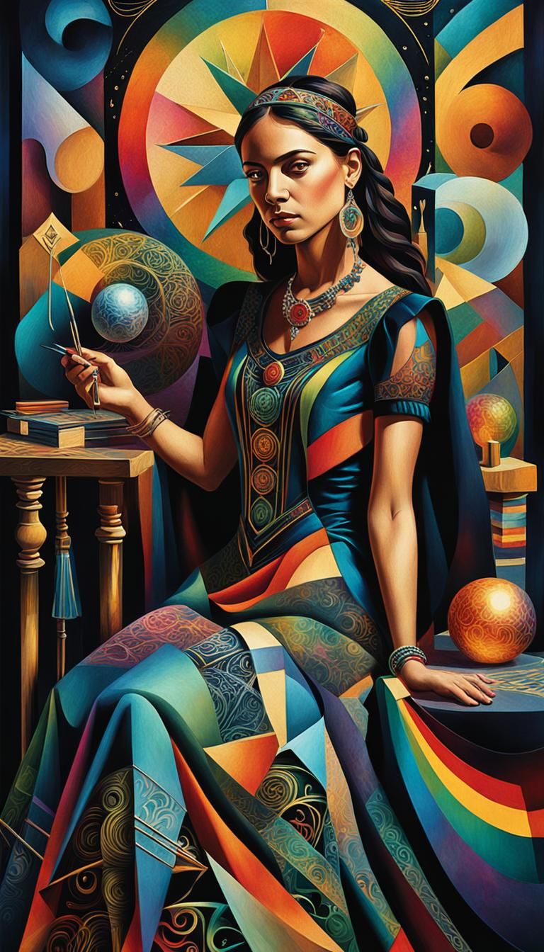 Cubist Tarot Card Designer in Surreal Style