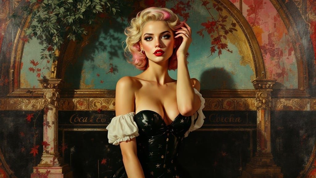 Baroque Meets Pin-Up: Woman in Vintage Style