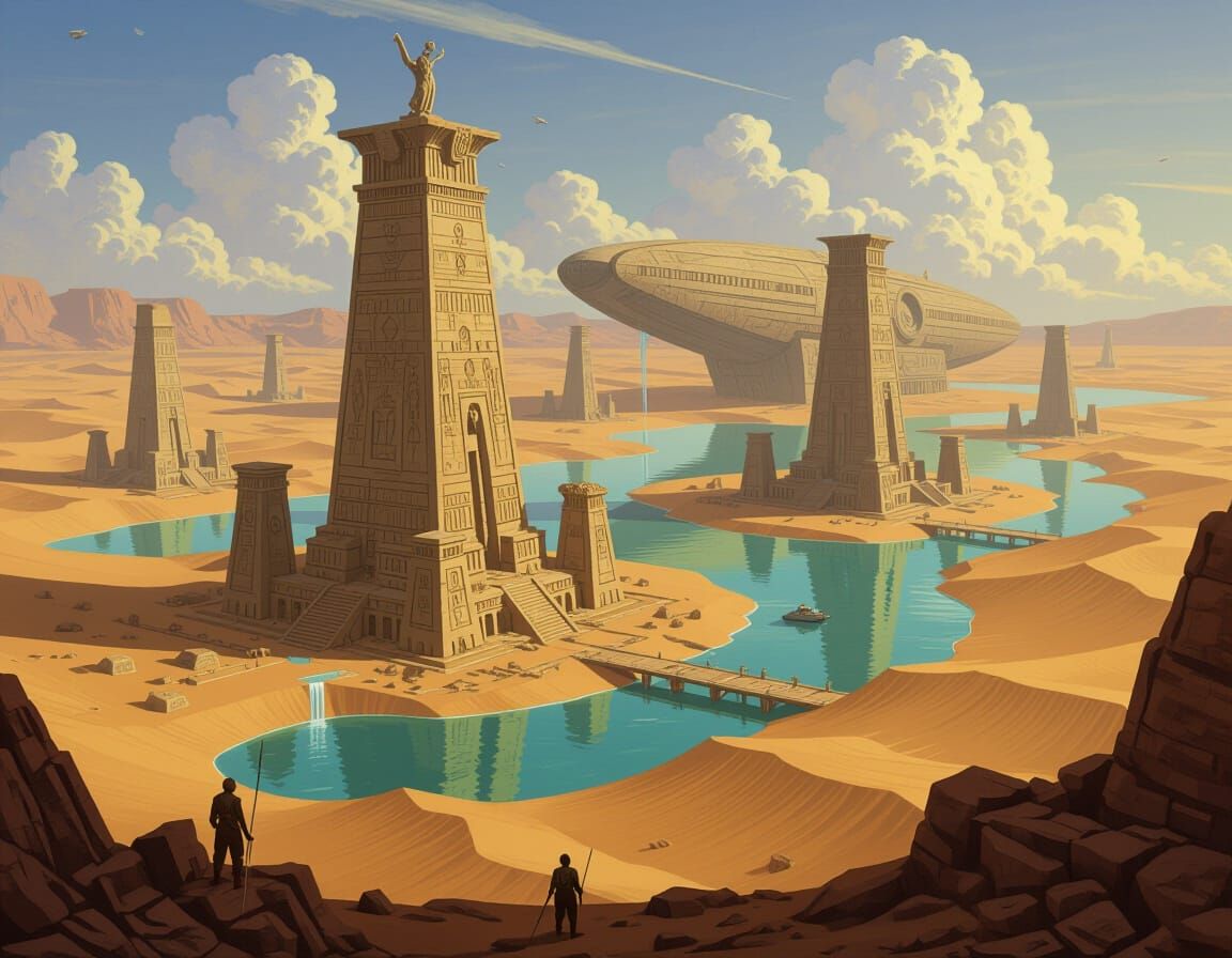 Mysterious Sky Islands with Ancient Towers and Bridges