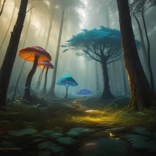 Mystical Snizhana in Dreamlike Forest: Oil Painting