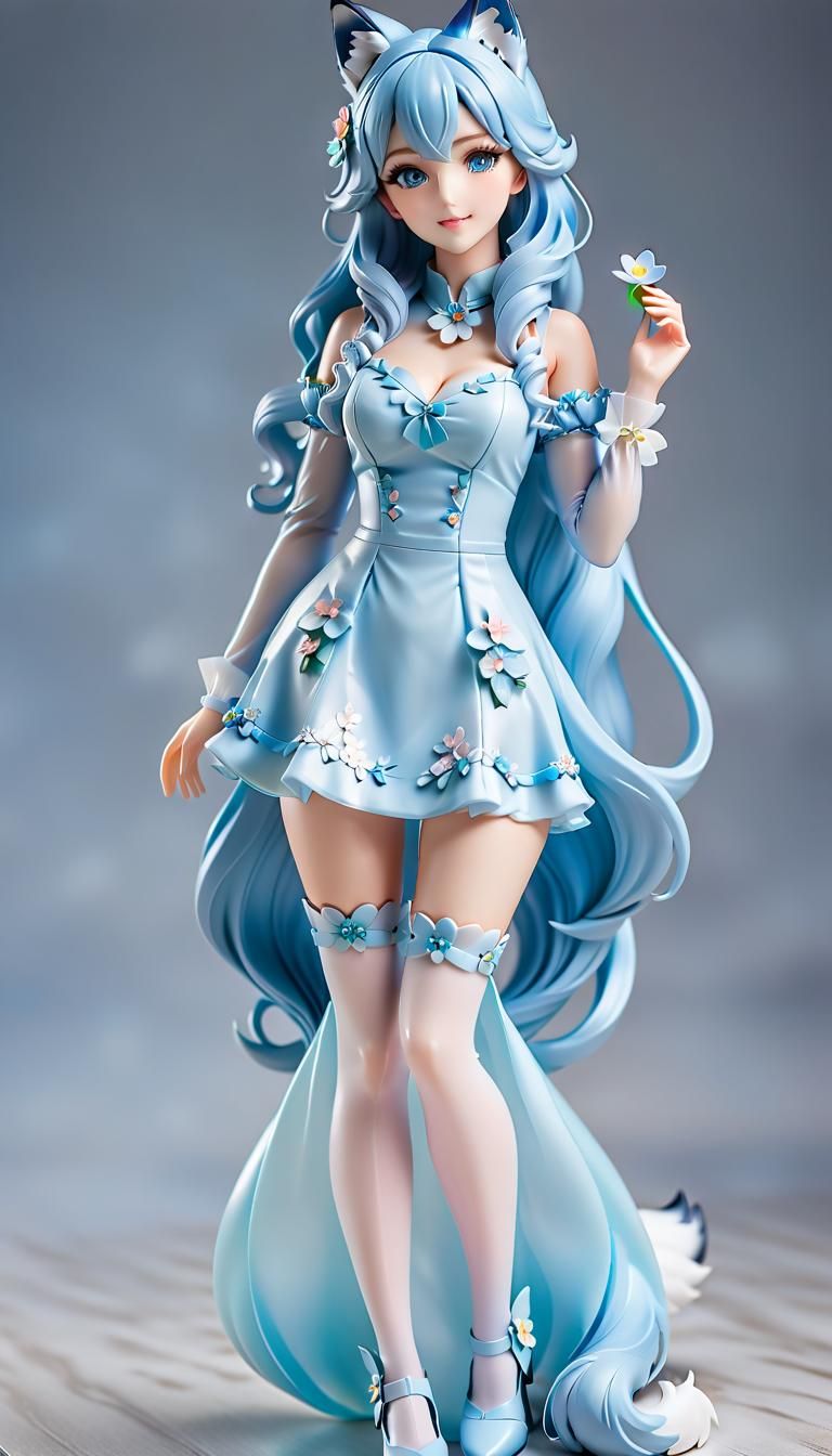 Fox Girl Action Figure in Pastel Tea Dress