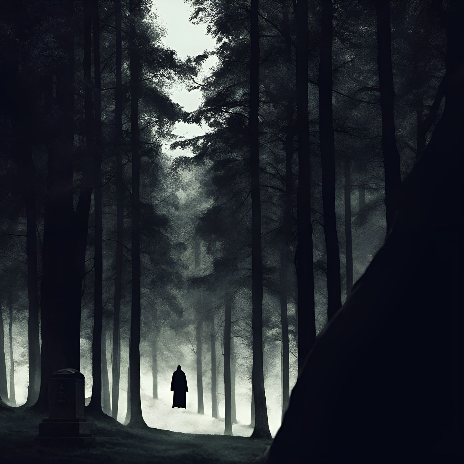 Ethereal Spectre Haunts Forest Grave