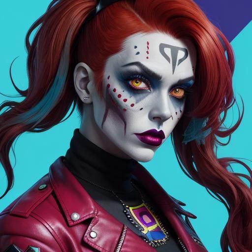 Rockabilly Zombie Girl Portrait in Digital Art