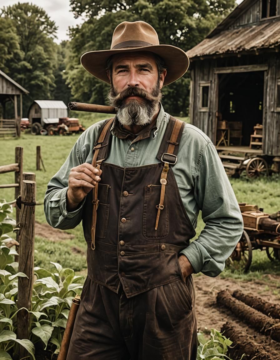 Farmer with Cigar on His Farm