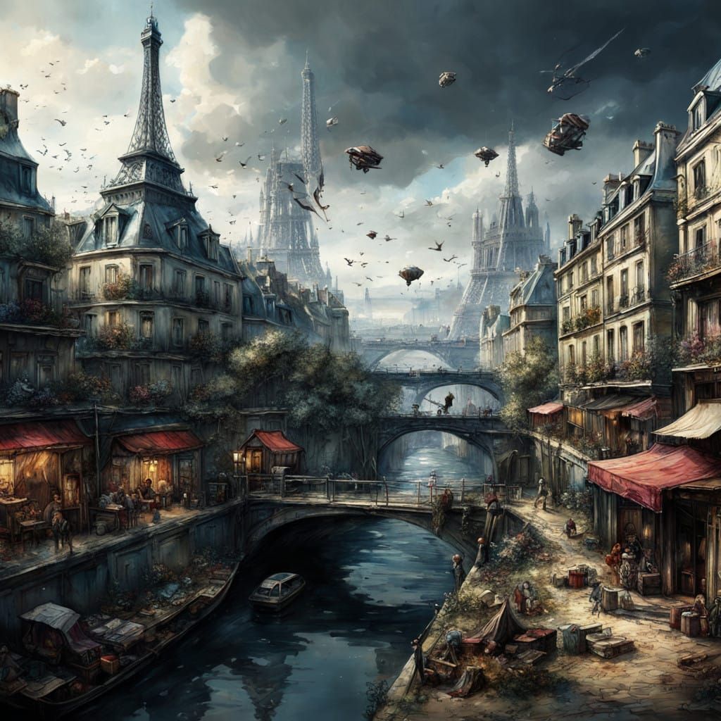 Cyberpunk Paris in 3025: A Futuristic Shantytown Metropolis