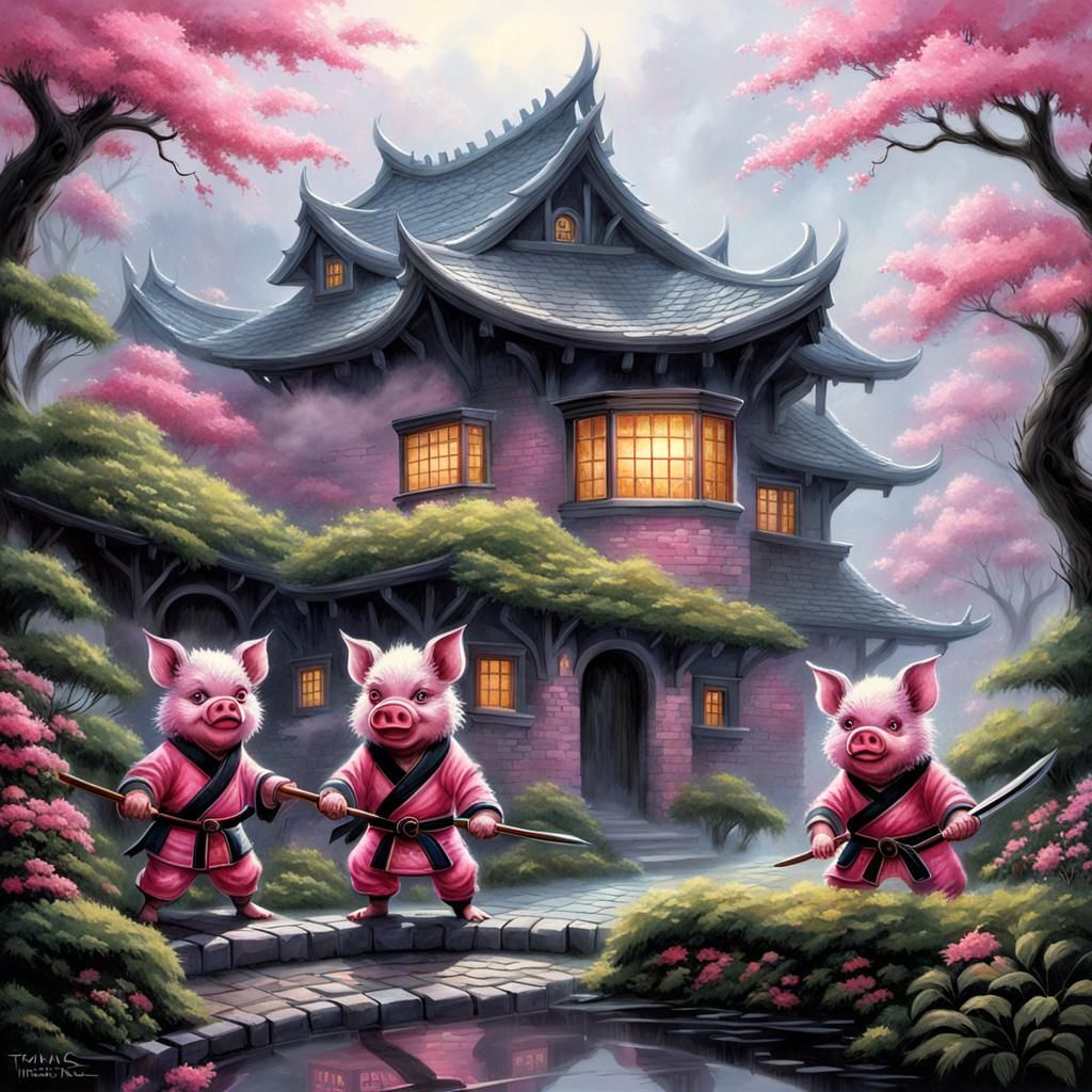 Pink Pig Ninjas Versus Werewolf Samurai