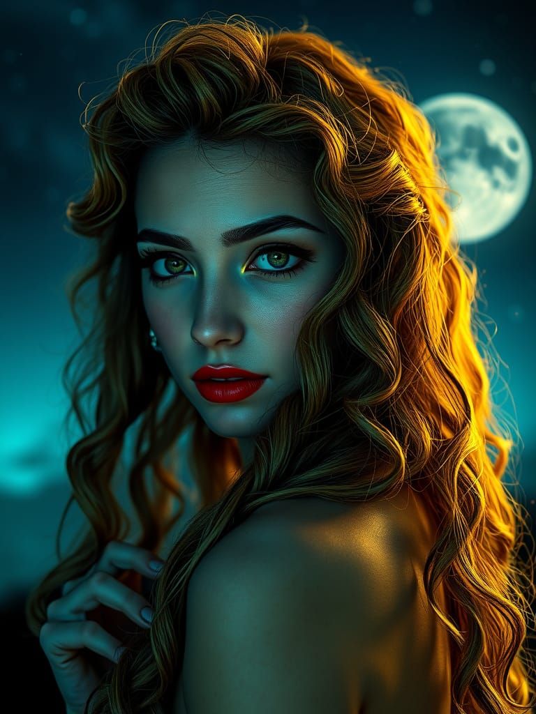 Glamorous Model Portrait with Midnight Aura