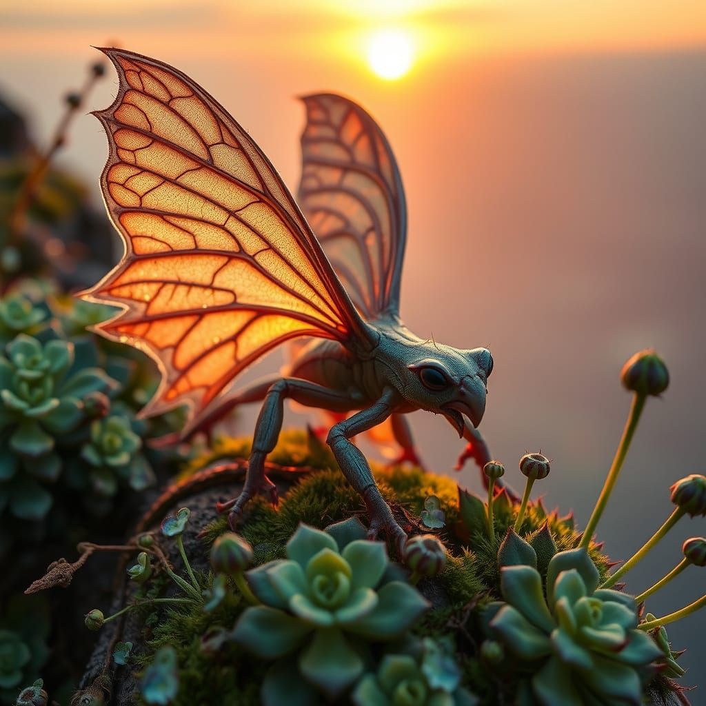 Dreamlike Creature in Succulent Garden Art
