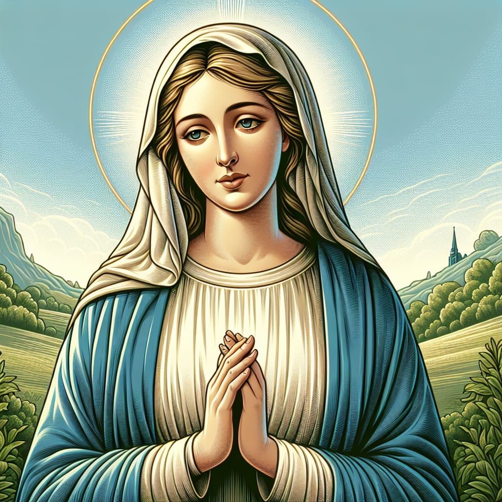 Illustration of Holy Mary in Prayer
