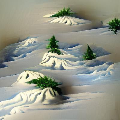 Snowy Hills with Evergreens in Winter