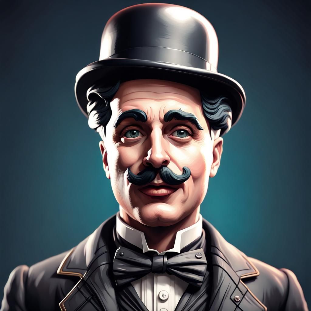 Charlie Chaplin Portrait in Art Nouveau Style