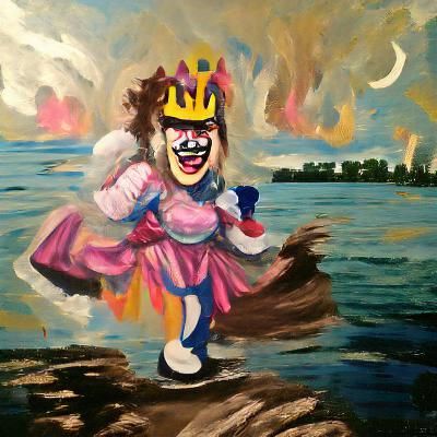 Clown Princess of Dark Comedy in Oil