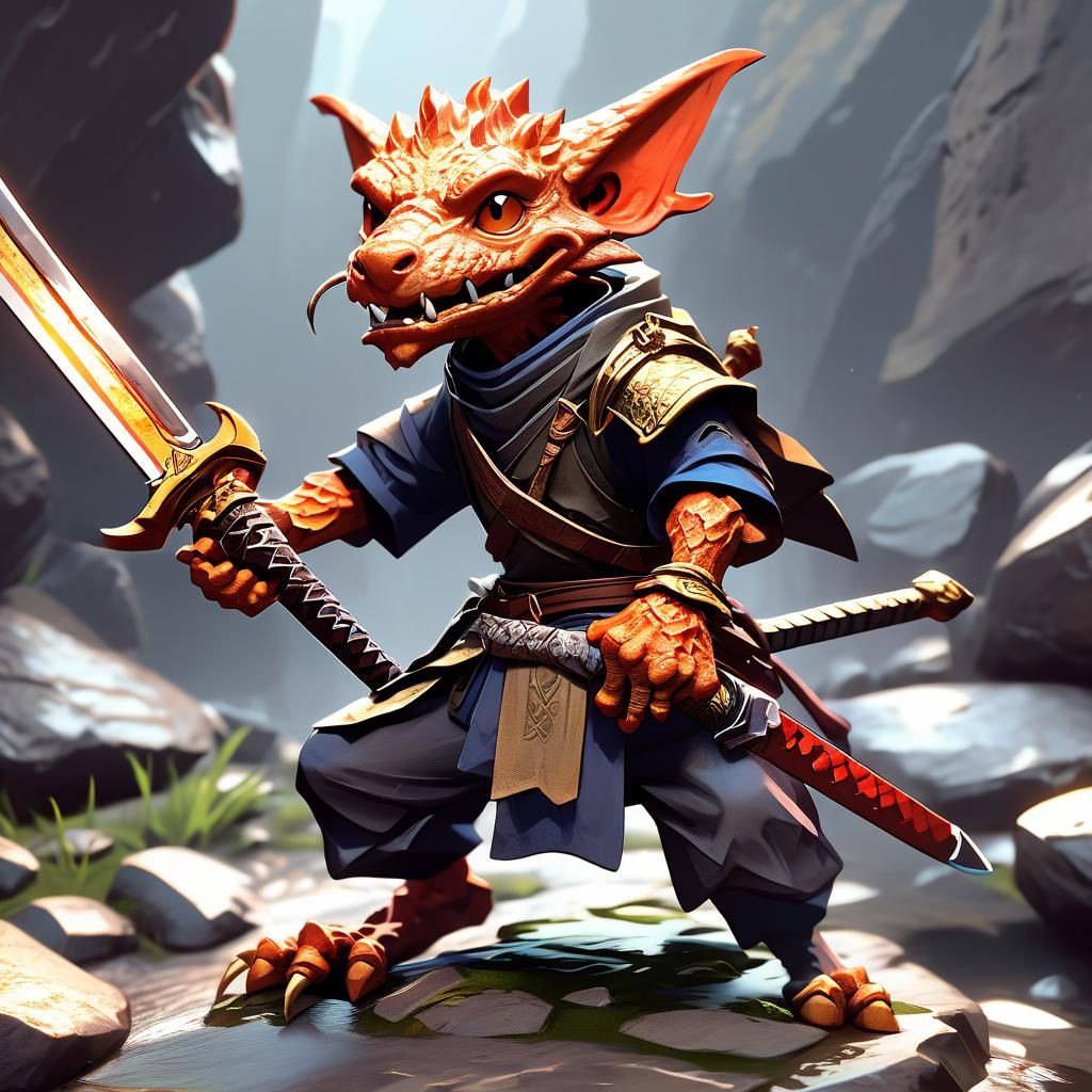 Anime Kobold Warrior with Stone Sword