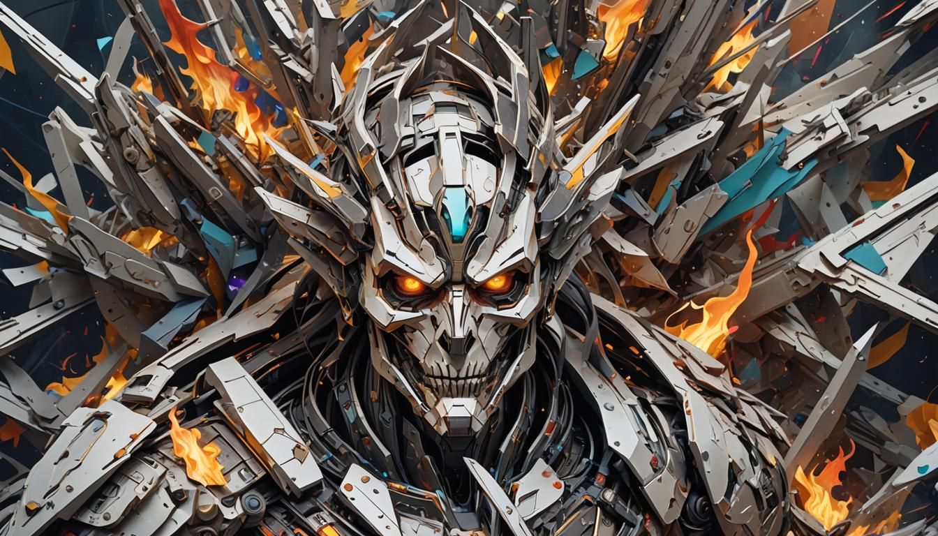 Dystopian Techno-Death Metal Apocalypse in Origami Style