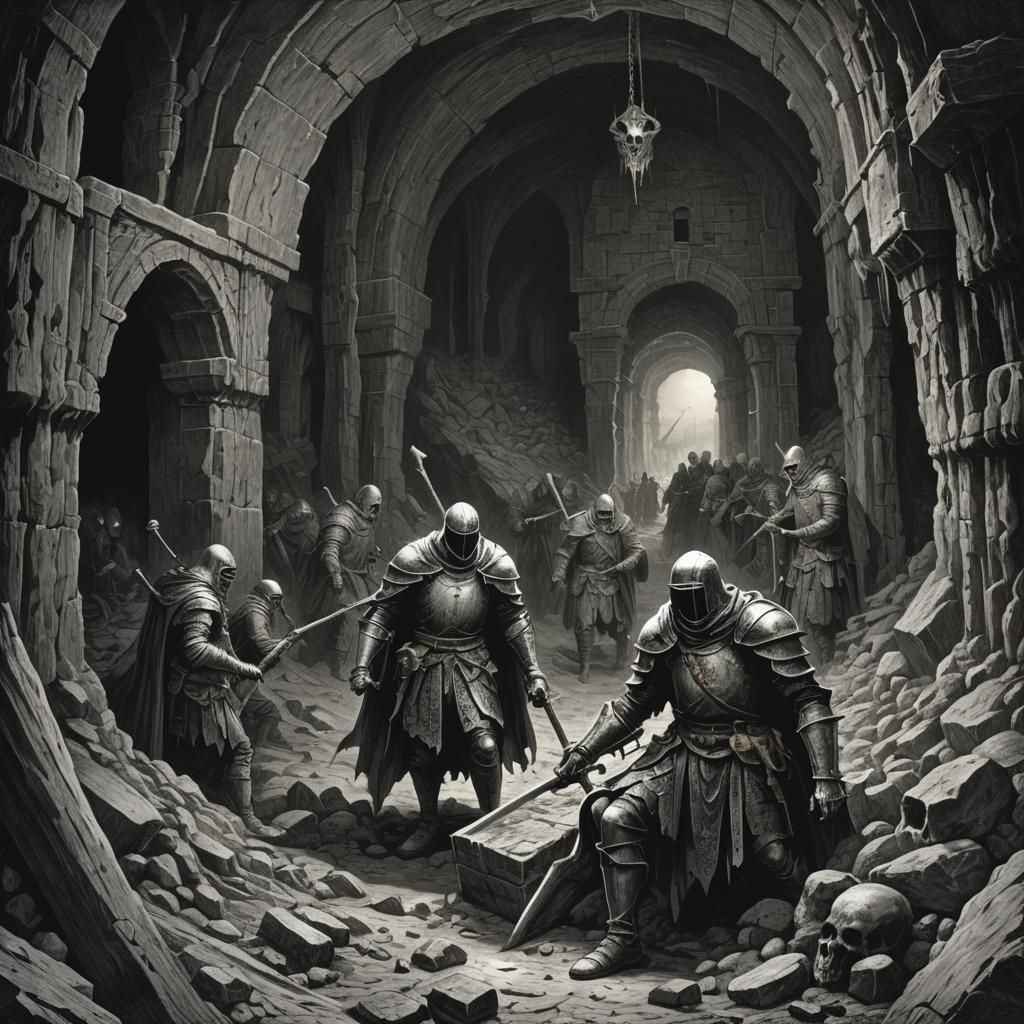 Dark Souls in Mines of Death: Gothic Horror Art