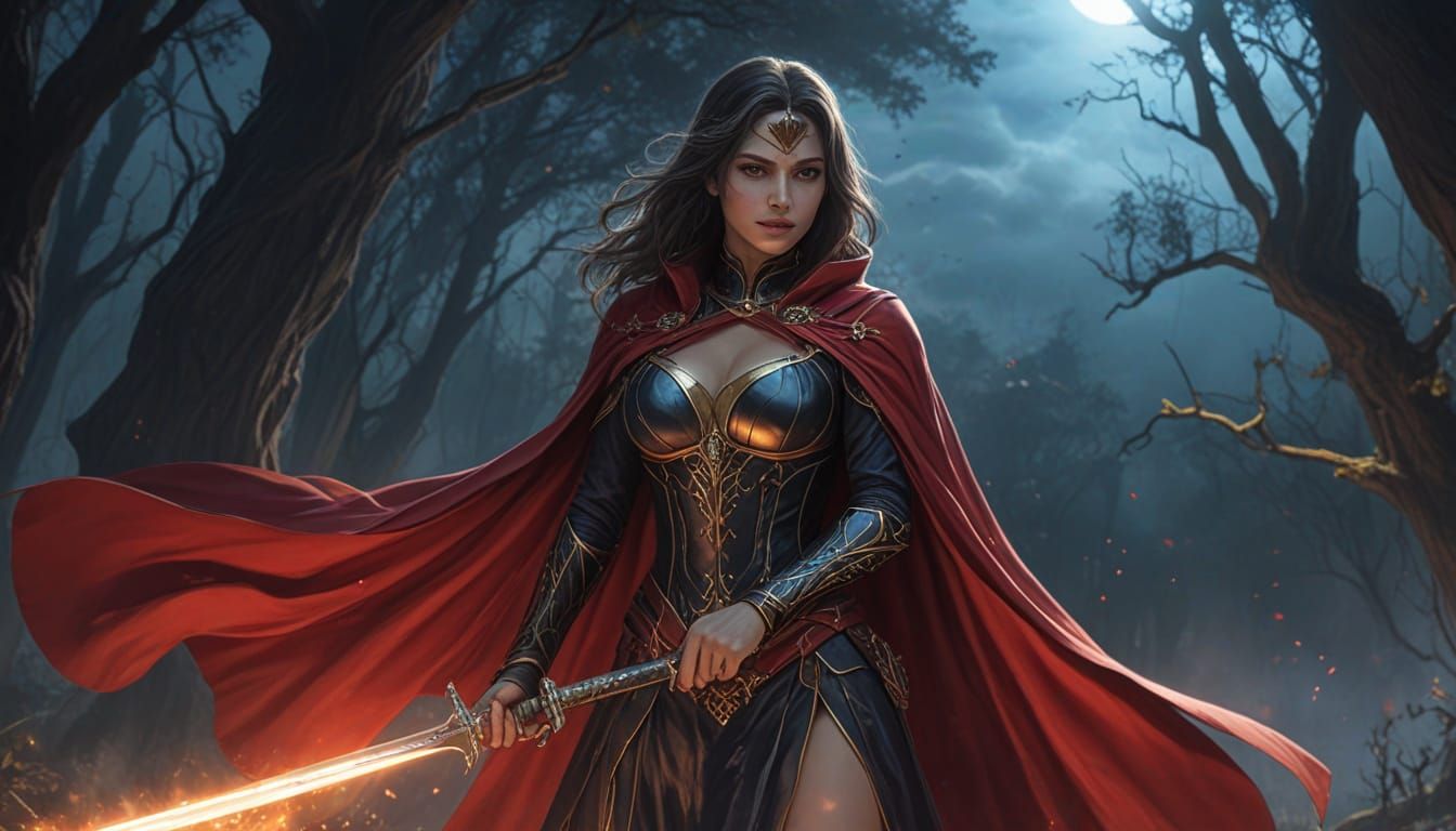 Mystical Forest Warrior in Comic Book Style