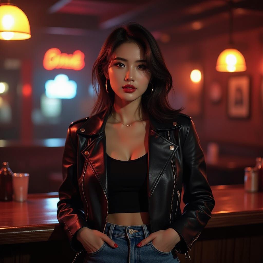 Vietnamese Woman in 1980s Bar: A Nostalgic Portrait