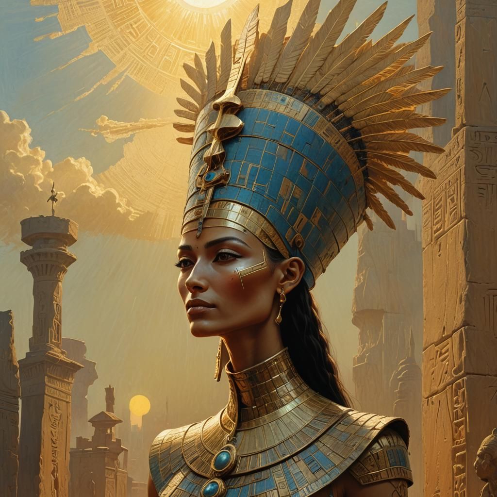Nefertiti in Sunlight: Beksiński-Inspired Concept Art
