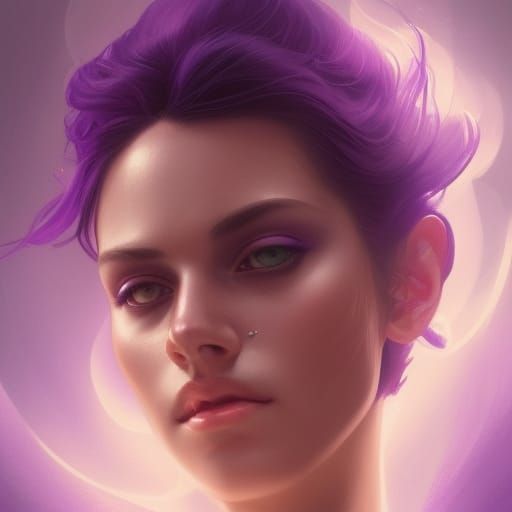 Goddess Portrait with Purple Lighting, Detailed Concept Art