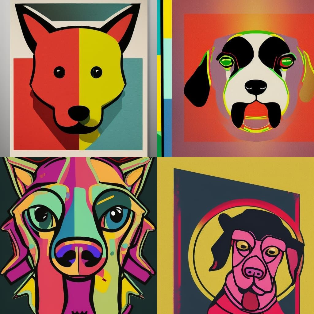 Happy Dog in Pop Art Style Screen Print