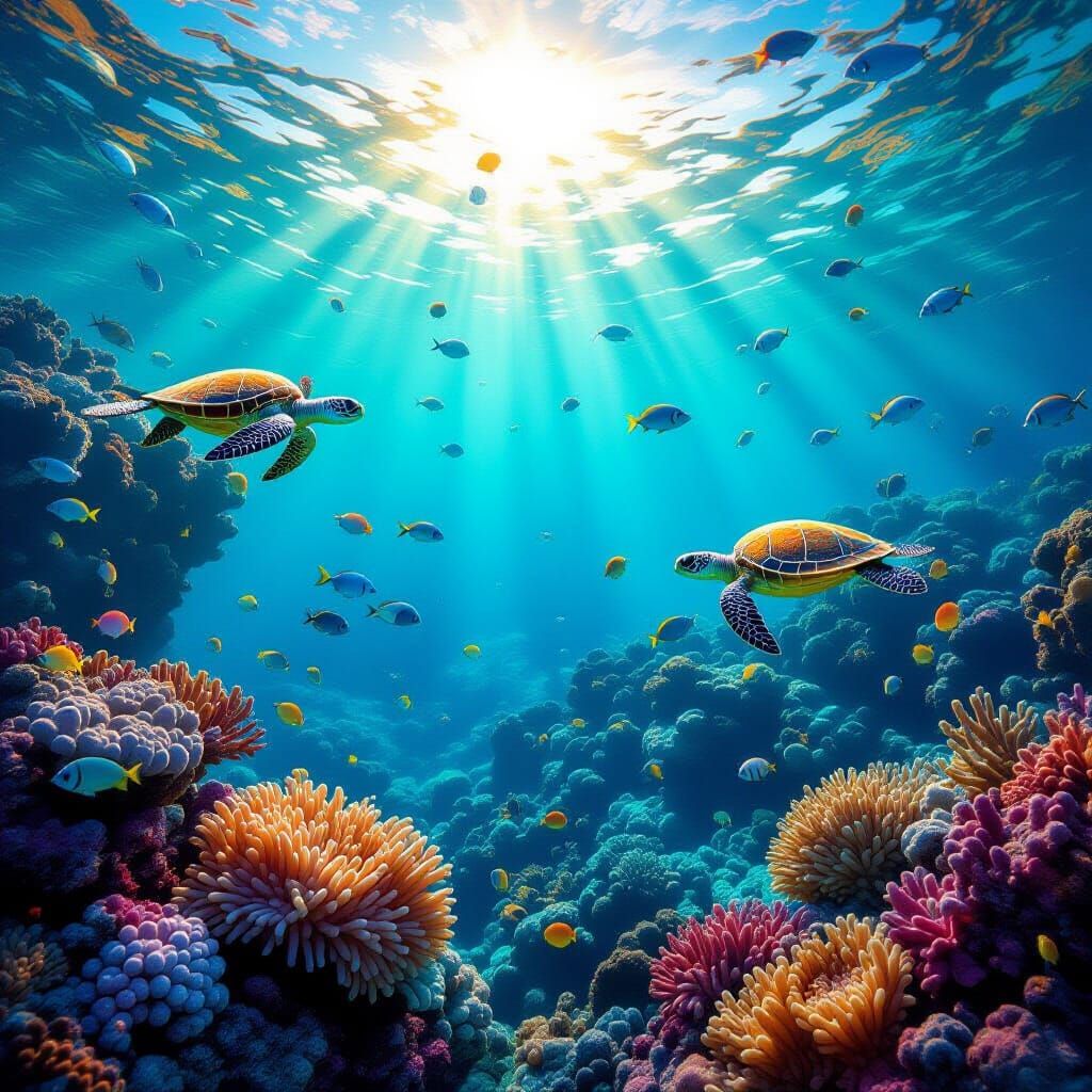 Vibrant Coral Reef Ecosystem in Photorealistic Style