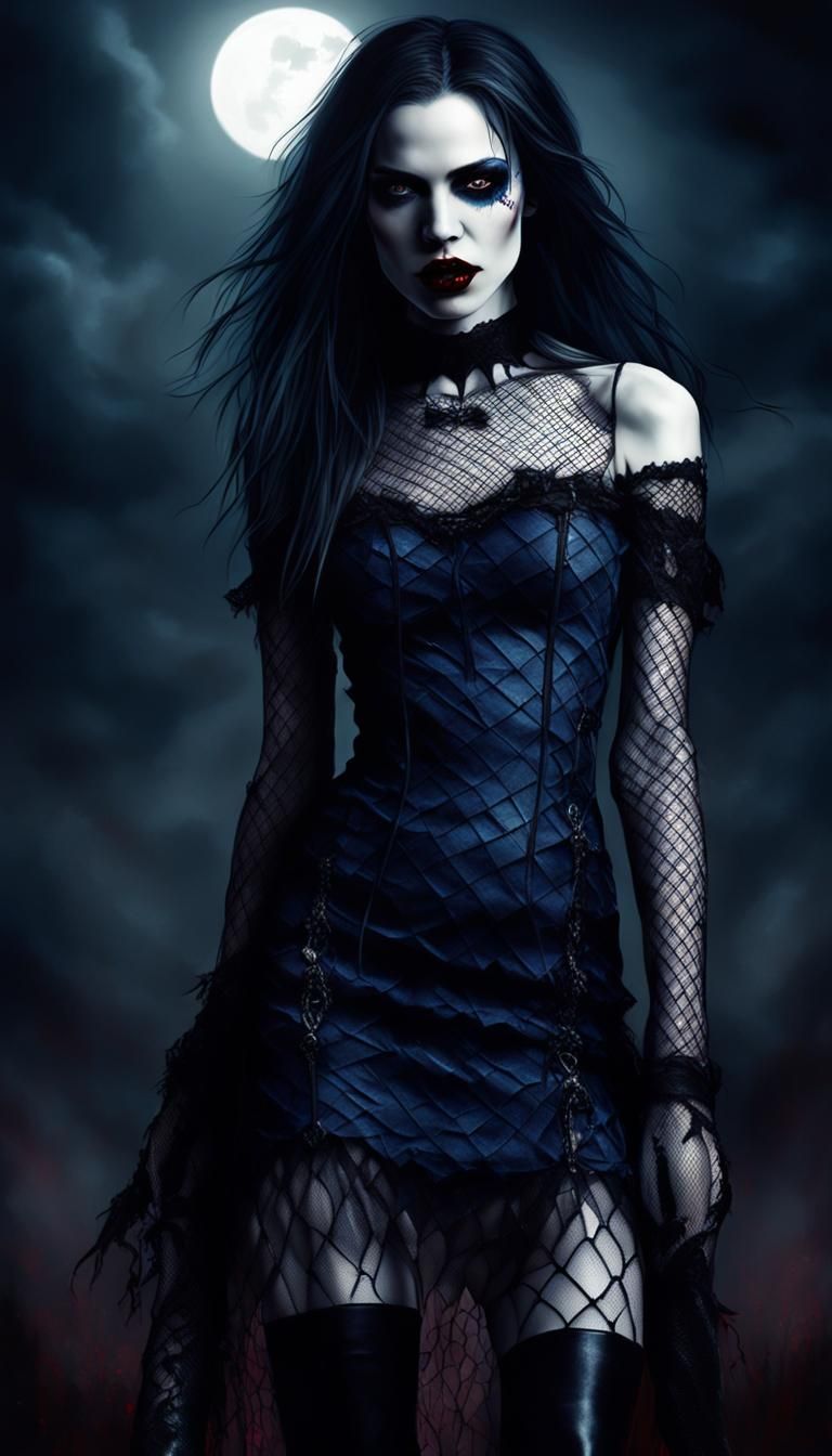 Gothic Vampire Portrait in Dark Art Style