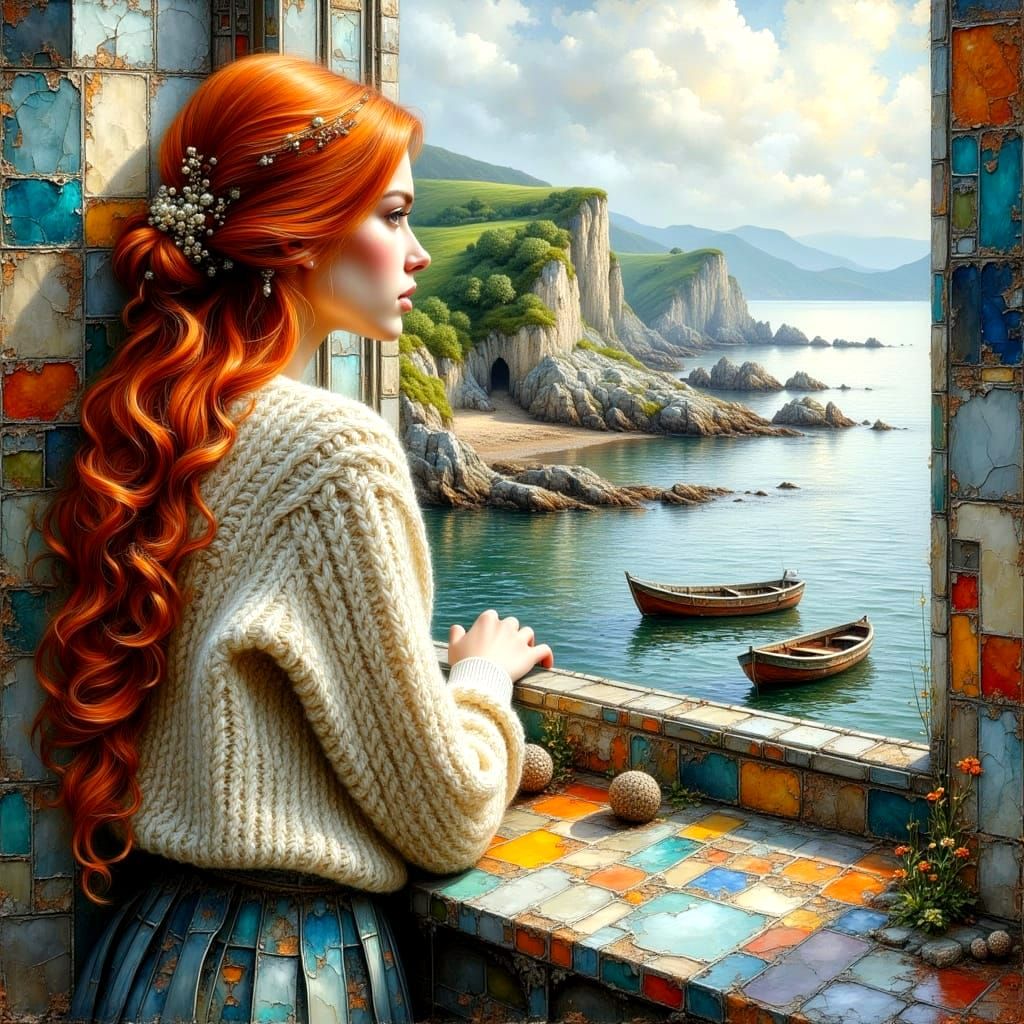 Irish Harbor View in Impasto Style