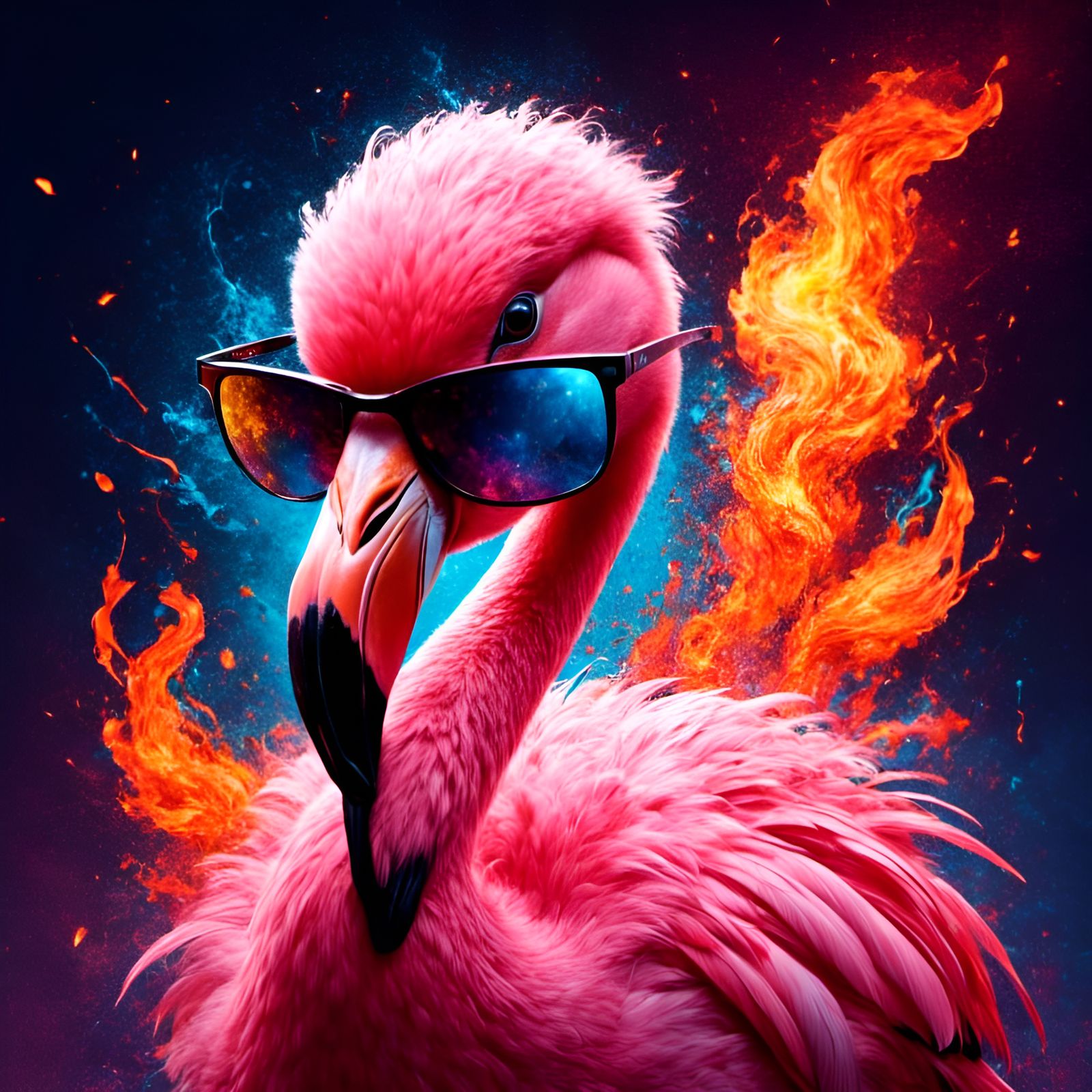 Flamingo in Flames: Graffiti-Style Pixar Portrait