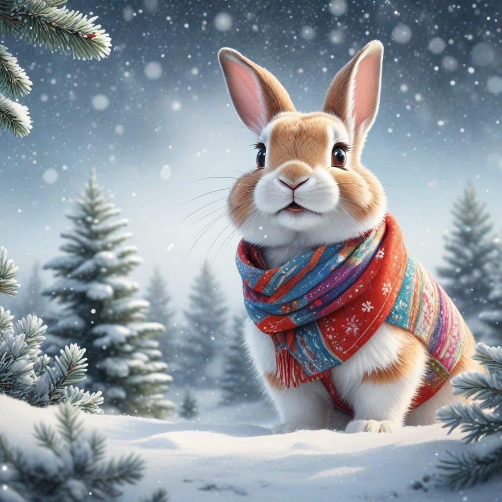 Magical Winter Wonderland Scene in Watercolor Style