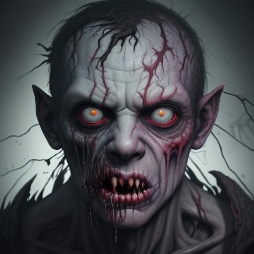 Eerie Undead Monster in Hyperrealistic Splash Art