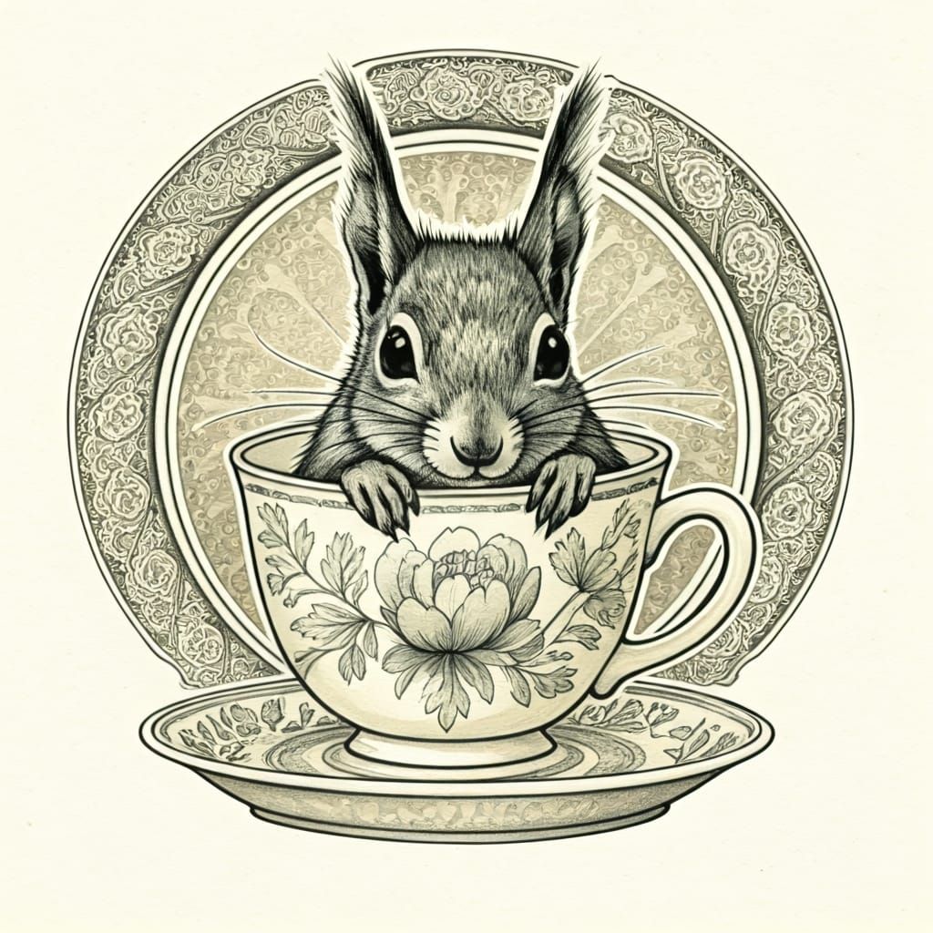 Squirrel in Teacup: Japanese Ink and Art Styles