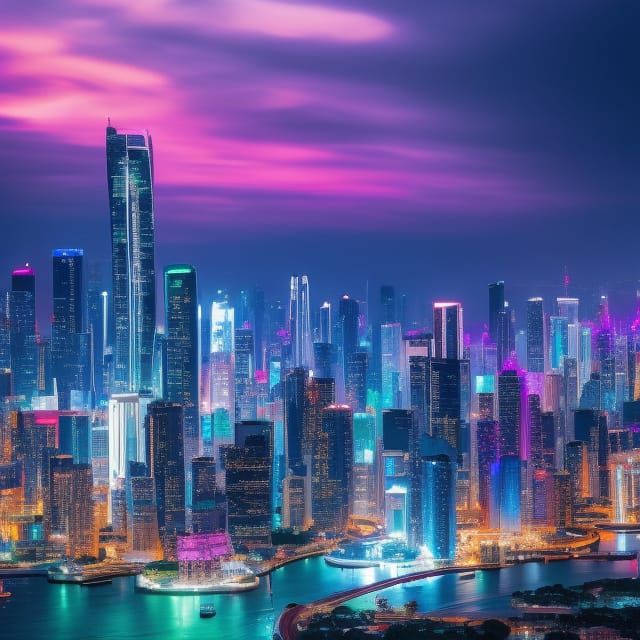 Cyberpunk City in 5000: Hyperrealistic Futuristic Painting