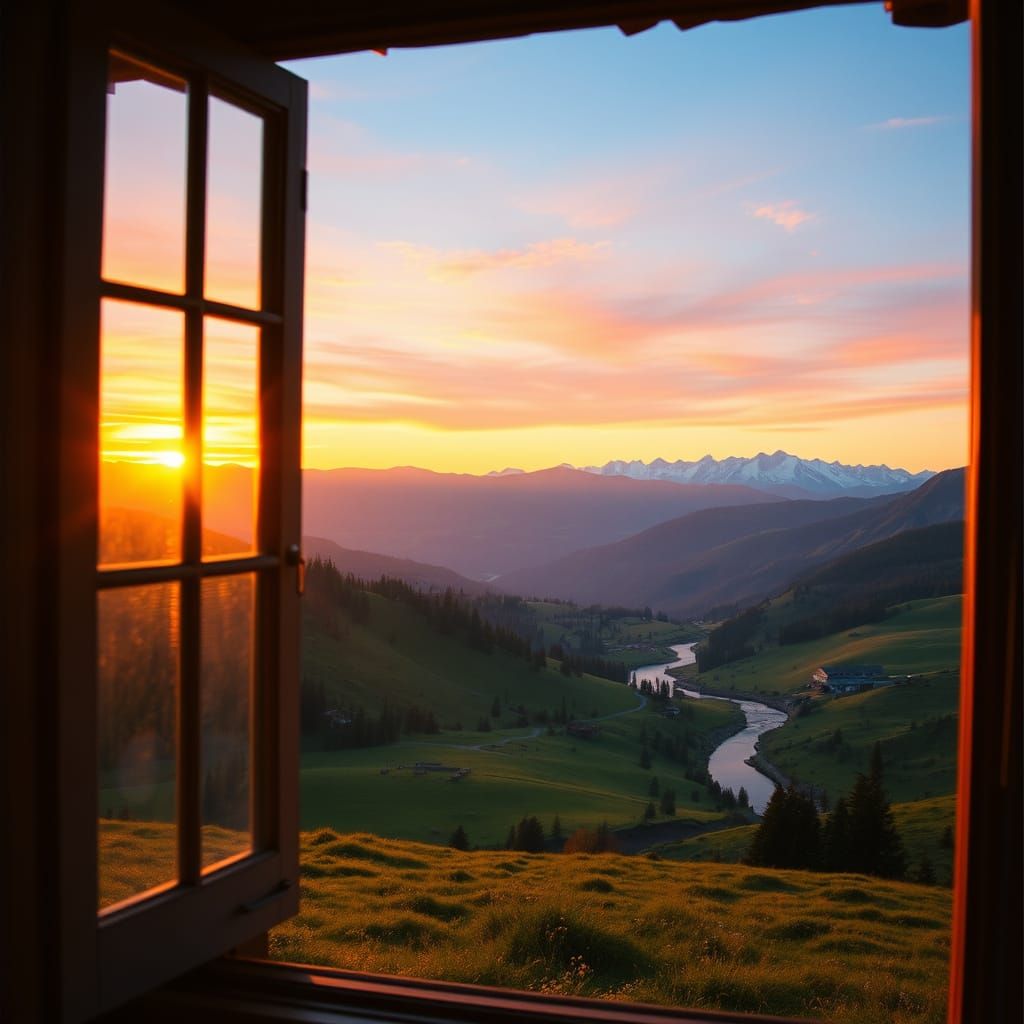 Mountain Sunset in Warm, Cinematic Hues