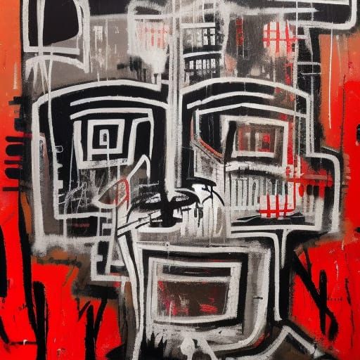 Urban Boy and Dog Portrait in Neo-Primitivist Style