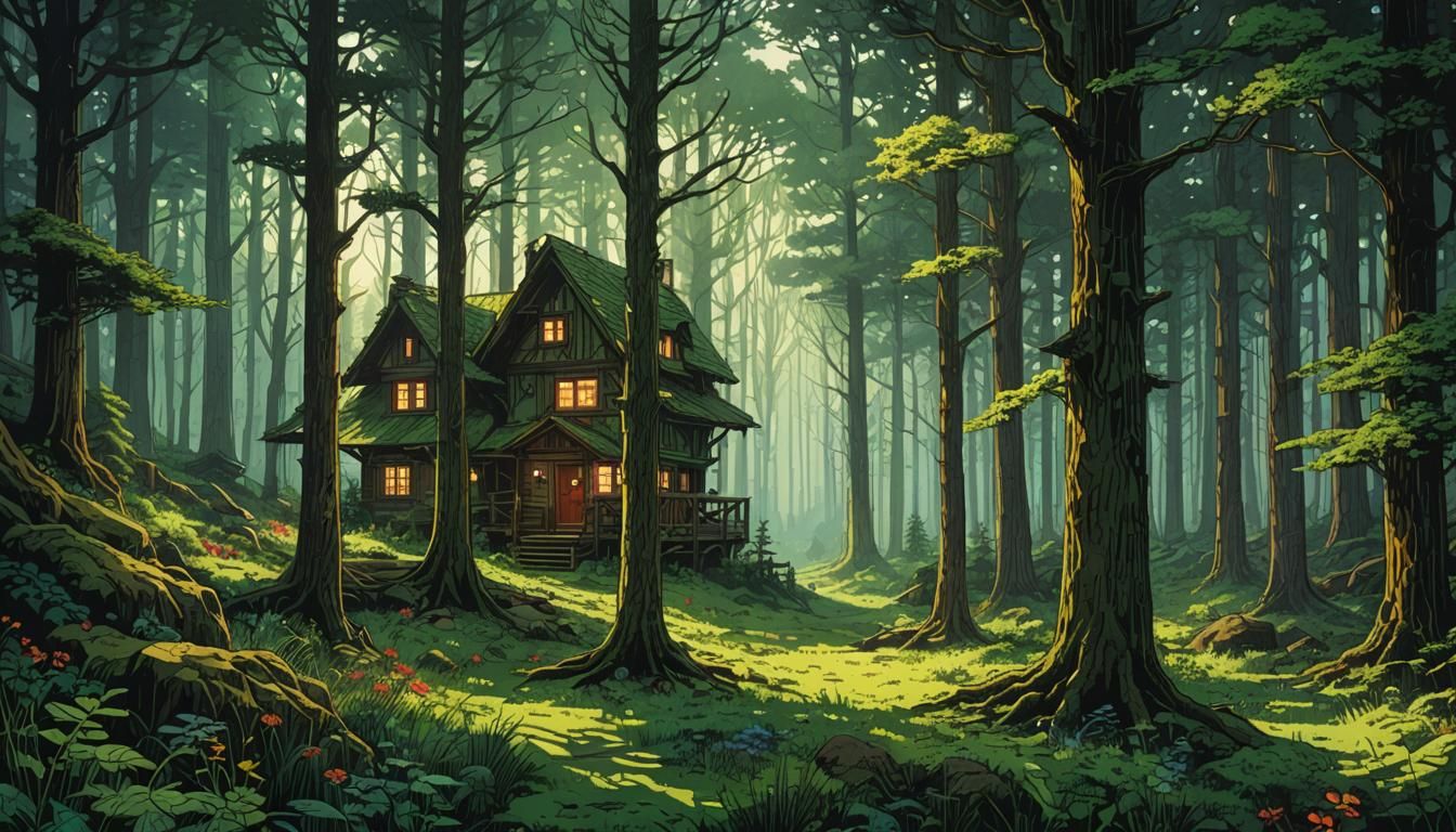 Festive Forest Home Interior: 80s Pixel Art