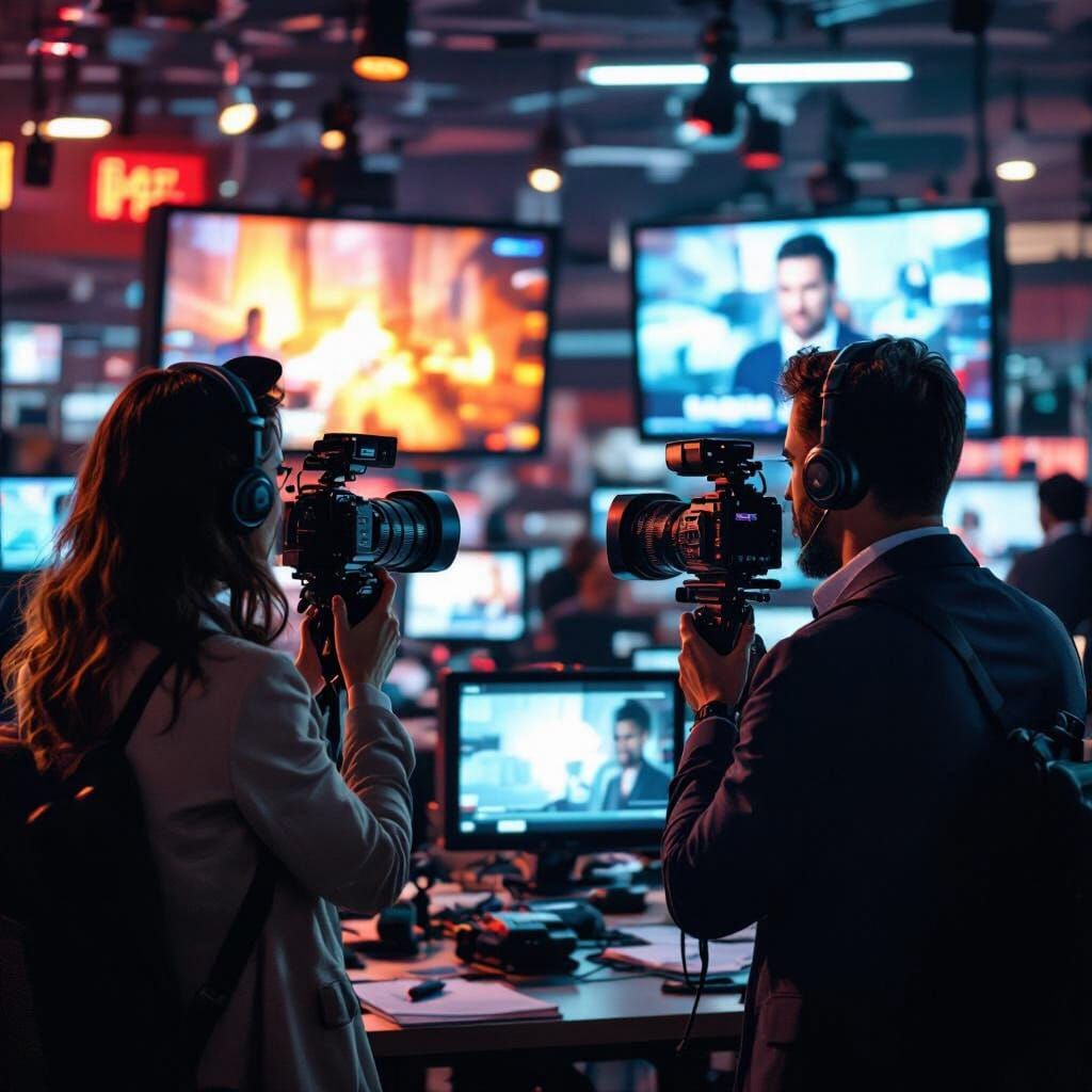 Newsroom Recording: Gritty Realism Meets Vibrant Digital Art