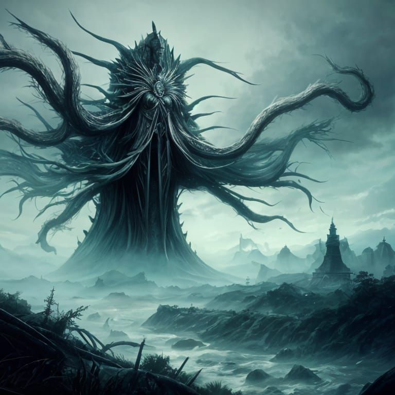 Mystical Warrior Goddess in Cyberpunk Bamboo Forest