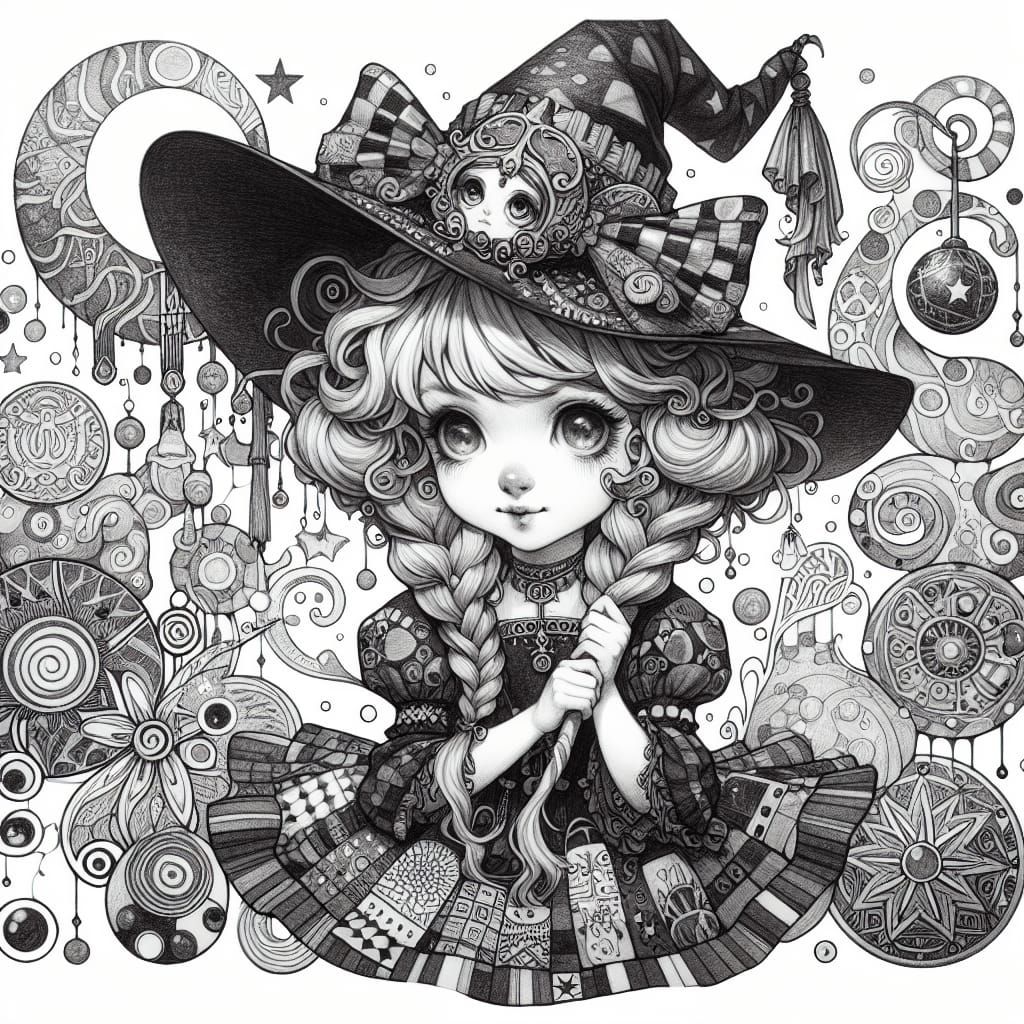 Enchanting Witch in Art Nouveau Style