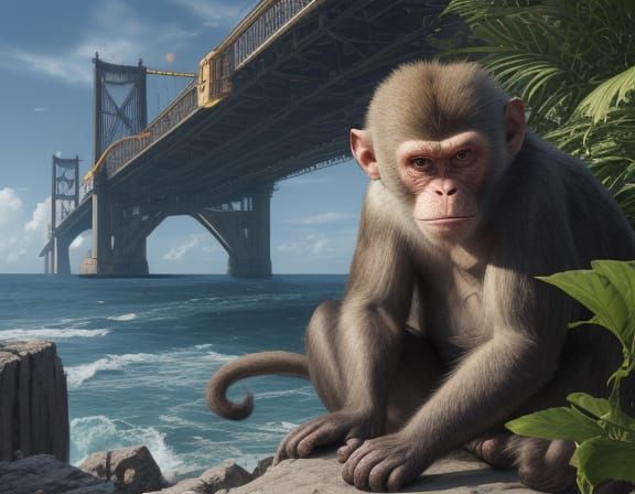 Angry Oval Office Monkey in Cyberpunk Metropolis