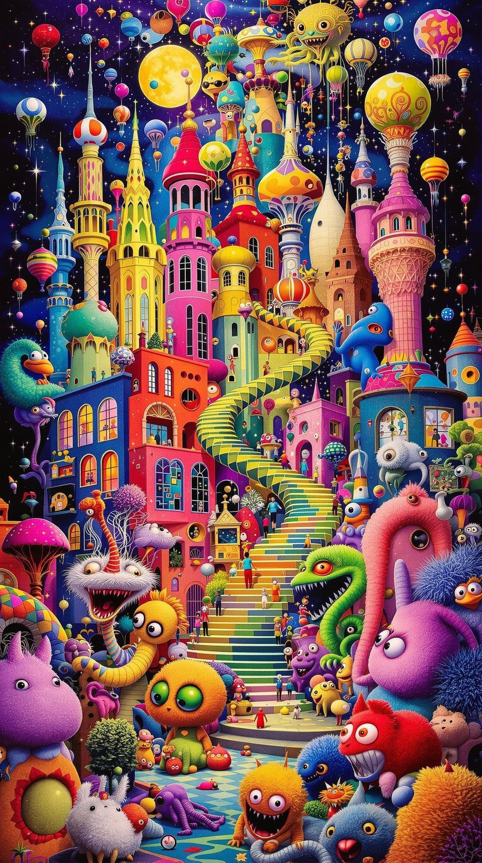 Surreal Dreamscapes in Vibrant Psychedelic Style