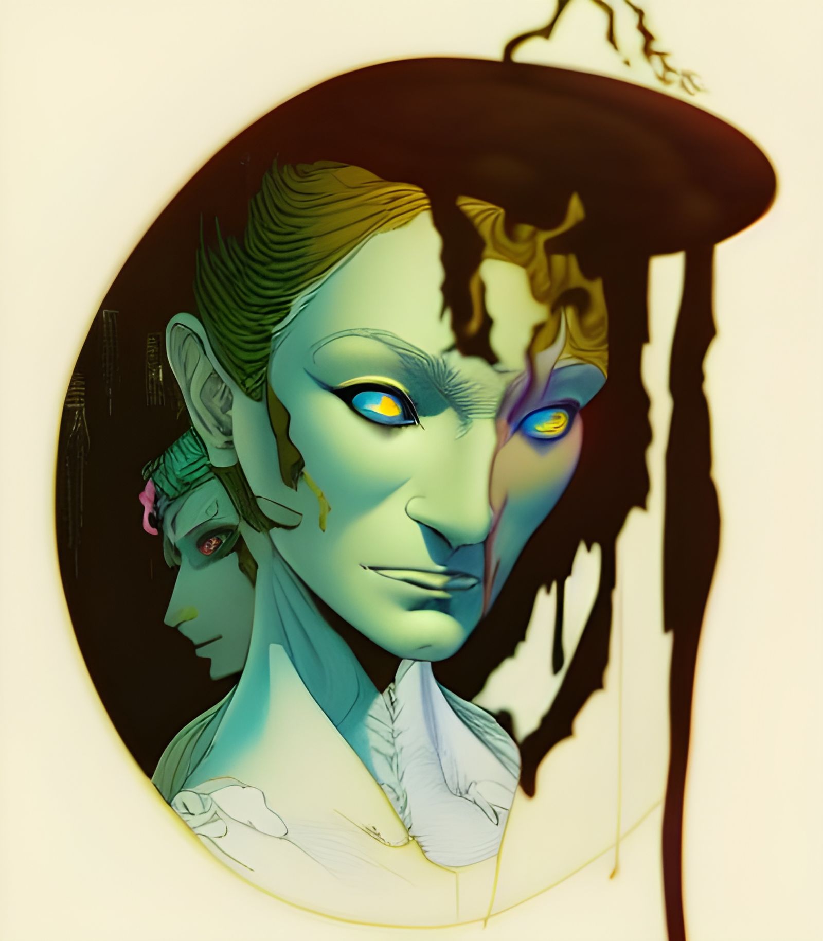 Eidolon of Avarice: Detailed Ink Illustration