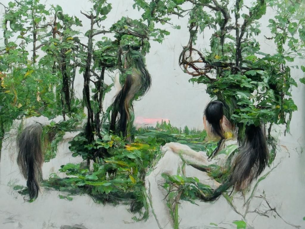 Vegetation and Mythical Figures in Plein Air Style