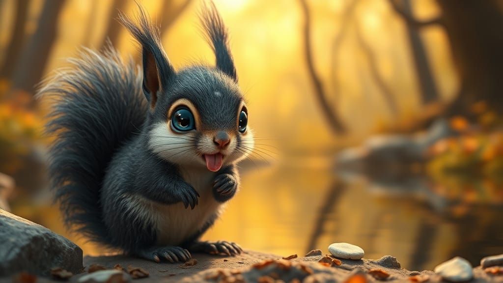 Enchanting Baby Squirrel in Magical Forest