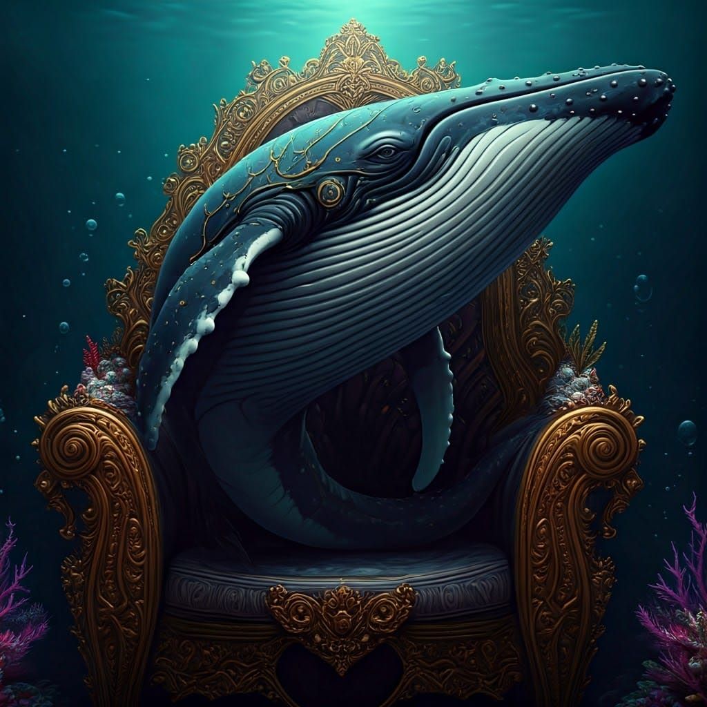 Regal Futuristic Whale Throned in Oceanic Splendor