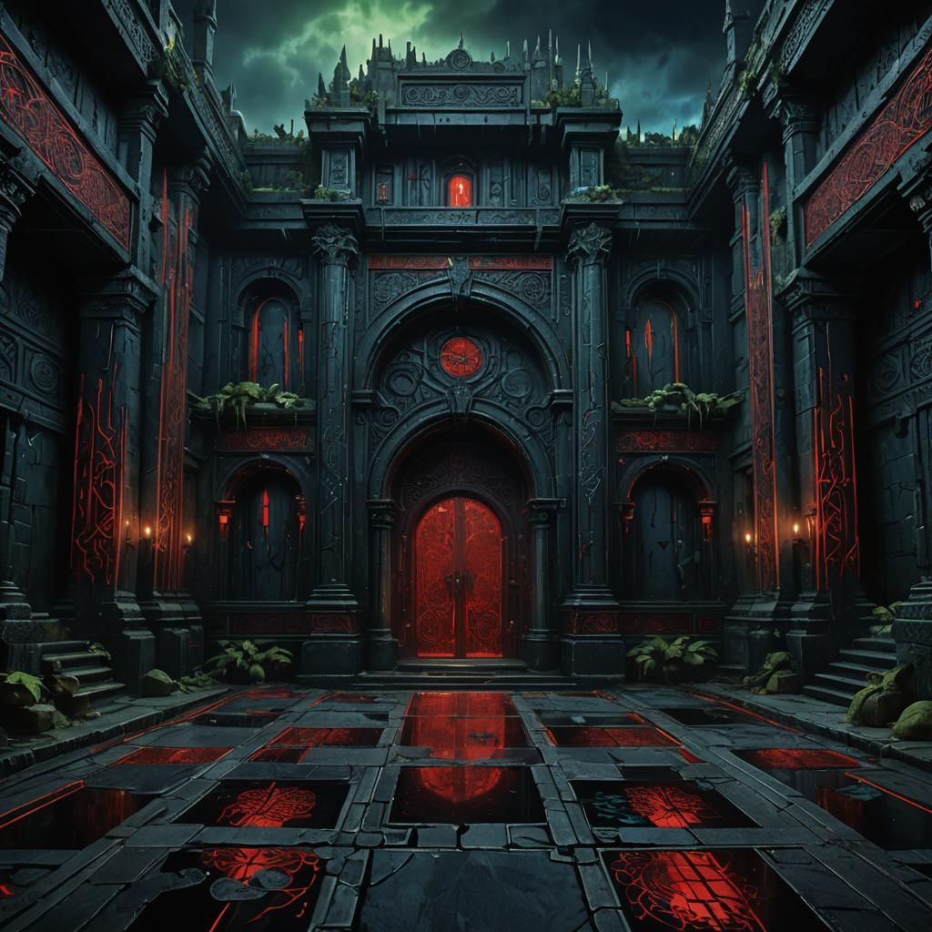 Imposing Dark Fantasy Security Compound: Isometric Pixel Art