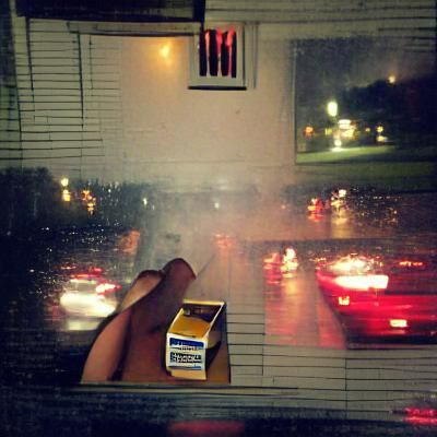 Rainy Night Window View