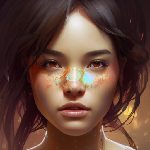 Hyperdetailed Portrait of Hawaii Girl in Splash Art Style