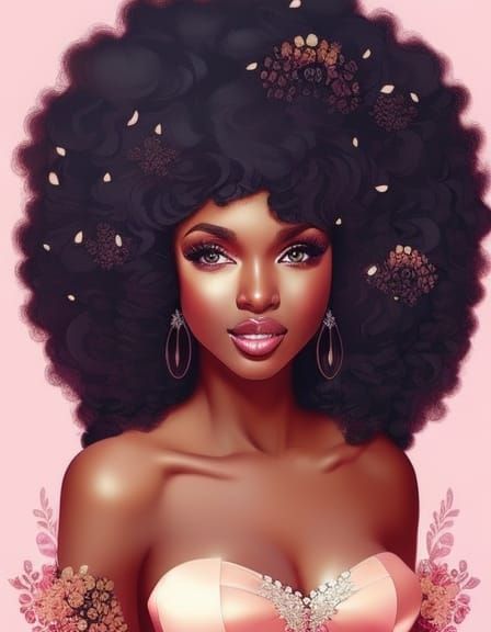 Beautiful Melanin Woman Portrait in Retro Style